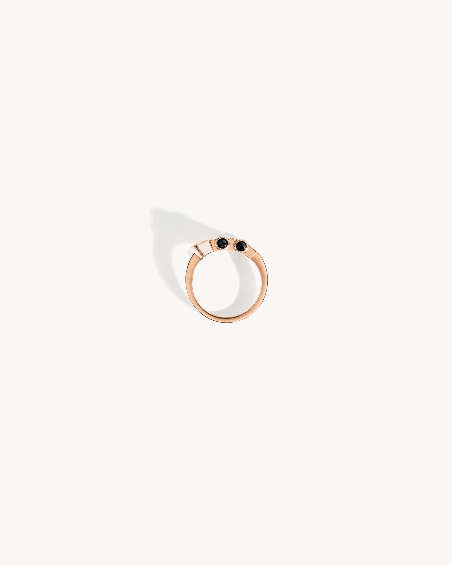 Bague Spike - Or Rose, Agates Noires & Diamants