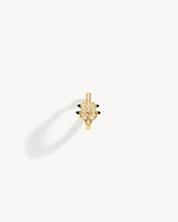 Spike Hoop Earring - Yellow Gold, Black Agates & Diamonds