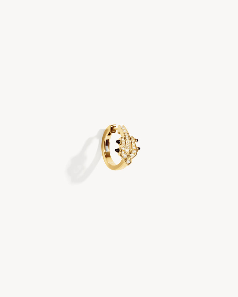 Spike Hoop Earring - Yellow Gold, Black Agates & Diamonds - Image 3