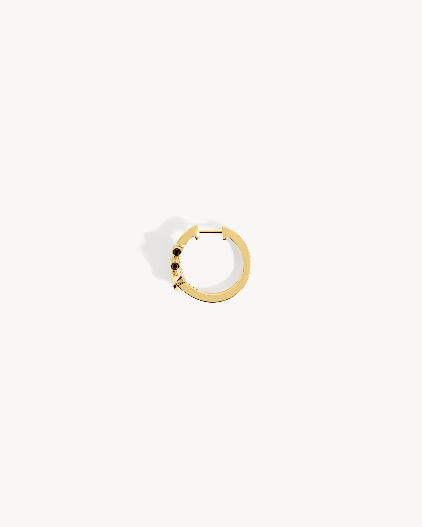 Spike Hoop earring - Yellow Gold, Black Agates & Diamonds