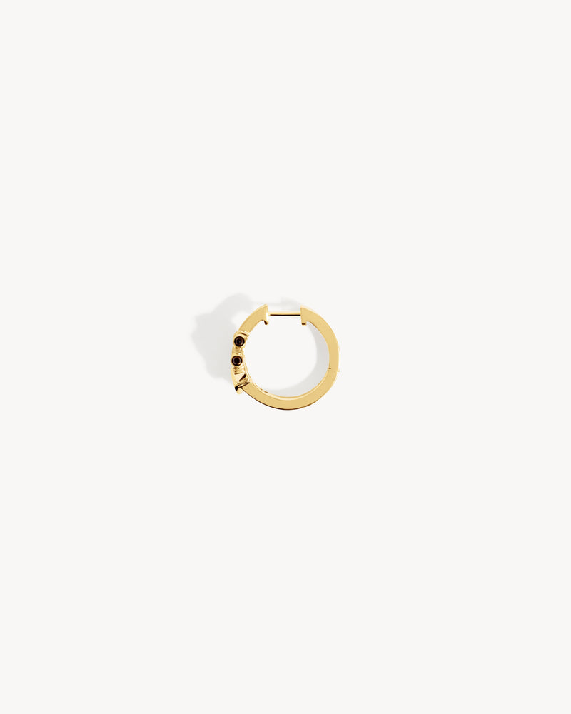 Spike Hoop Earring - Yellow Gold, Black Agates & Diamonds - Image 4
