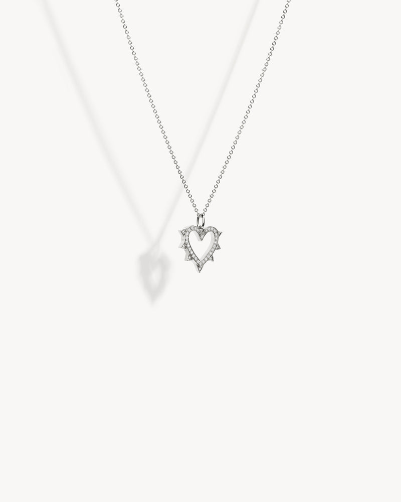 Rockaway Heart Necklace - Silver & Diamonds - Image 3
