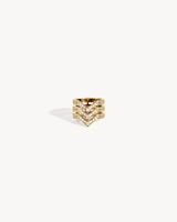 Stairway 3 Rows Ring - Yellow Gold & Diamonds