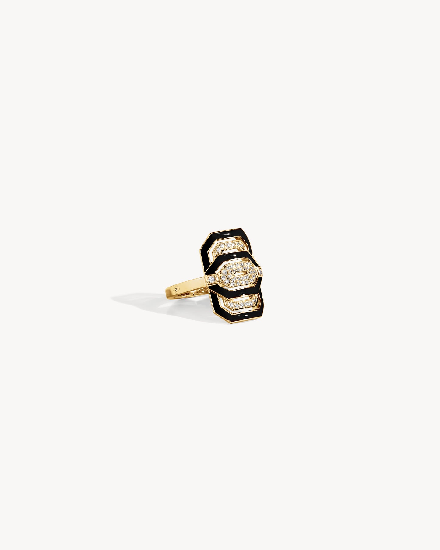 Petite My Way Ring - Yellow Gold, Enamel & Diamonds