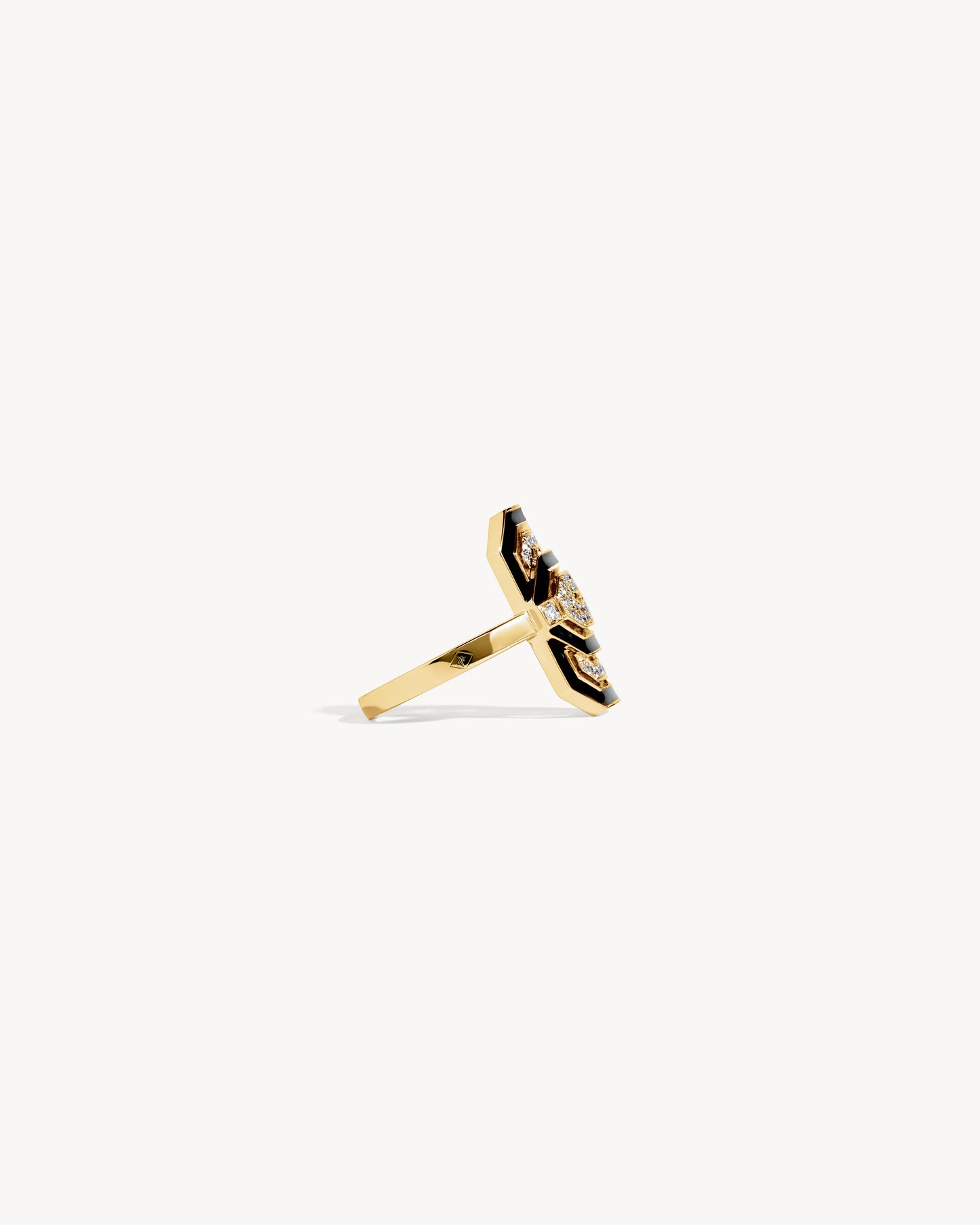 Petite My Way Ring - Yellow Gold, Enamel & Diamonds