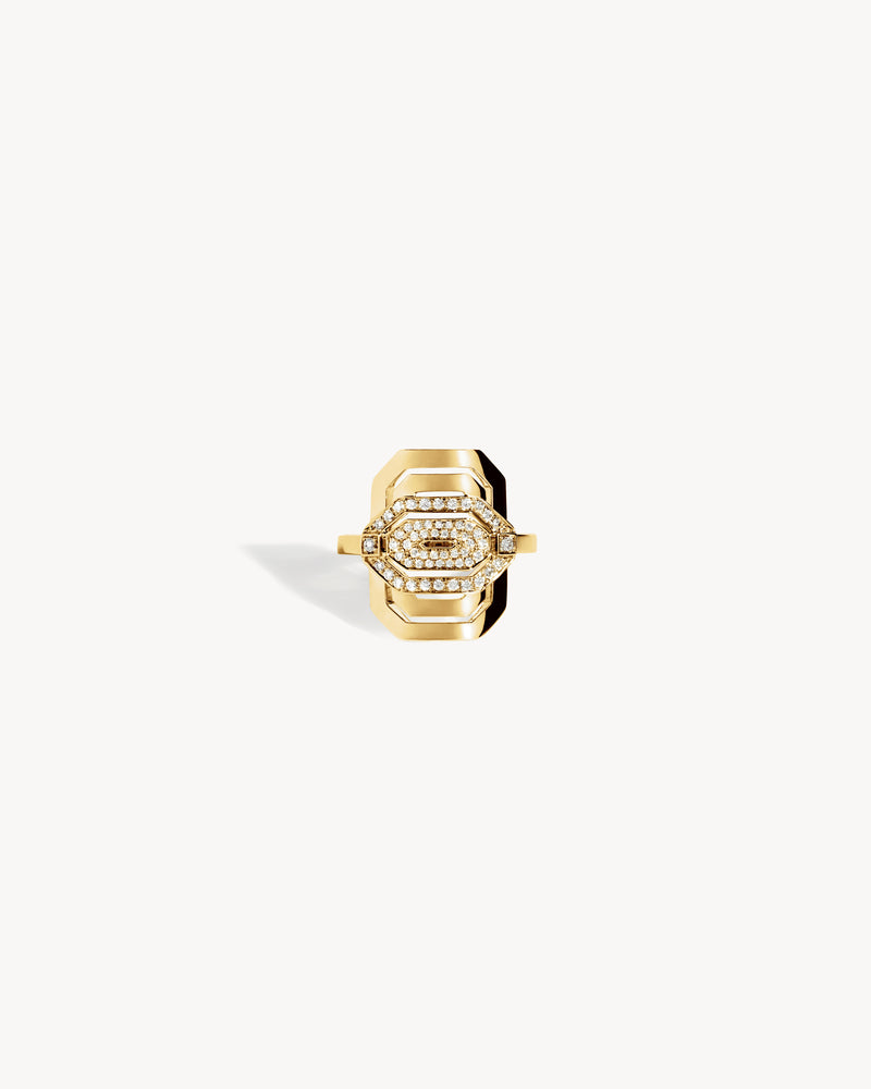Petite My Way Half Paved Ring - Yellow Gold & Diamonds - Image 1