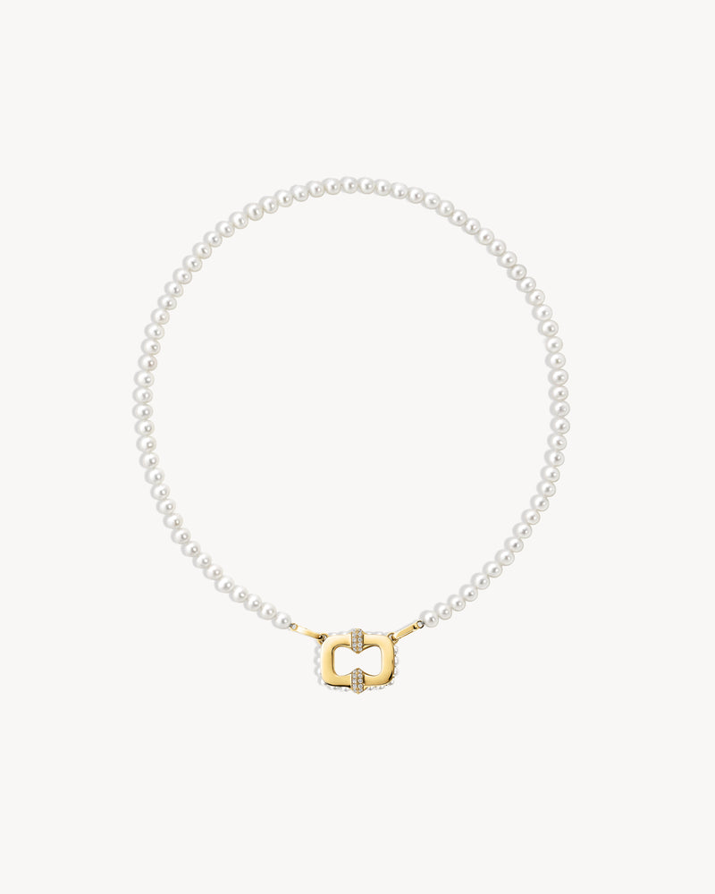 Unchained Plastron Necklace - Yellow Gold, Pearls & Diamonds - Image 1