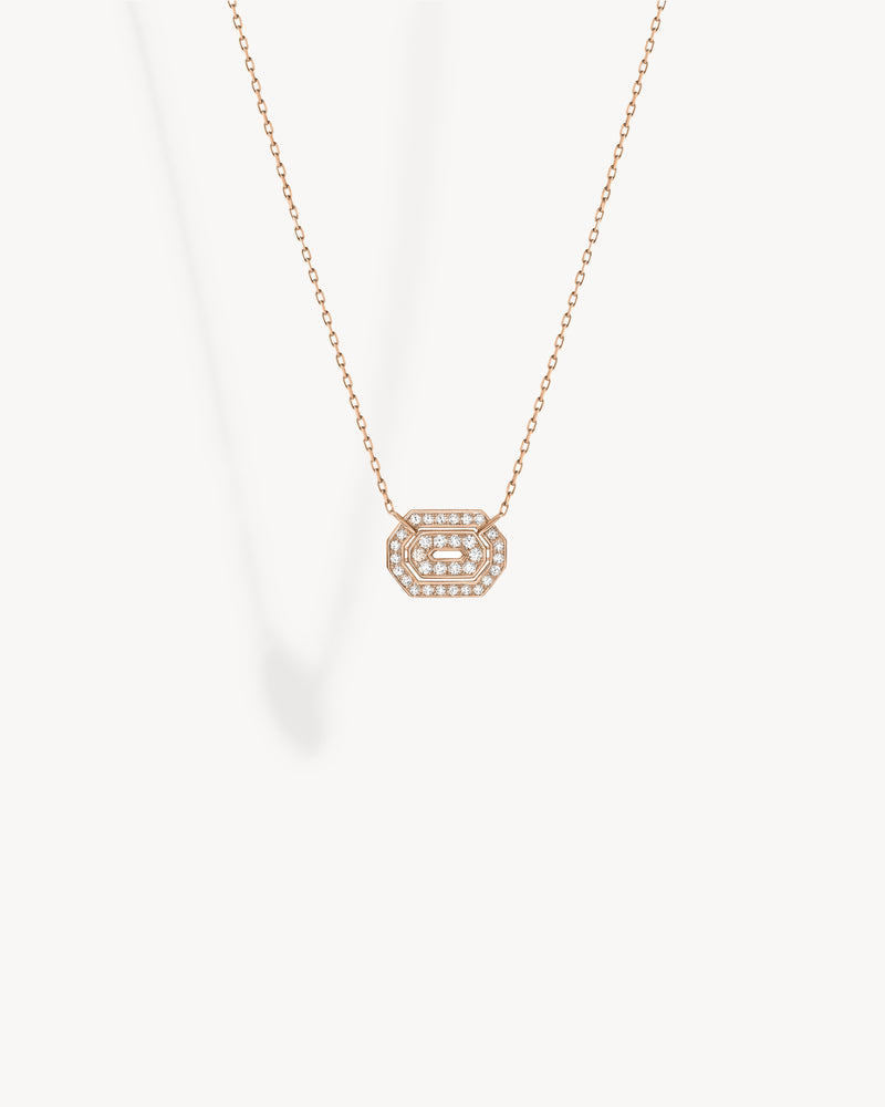 Mini My Way Necklace - Pink Gold & Diamonds - Image 1