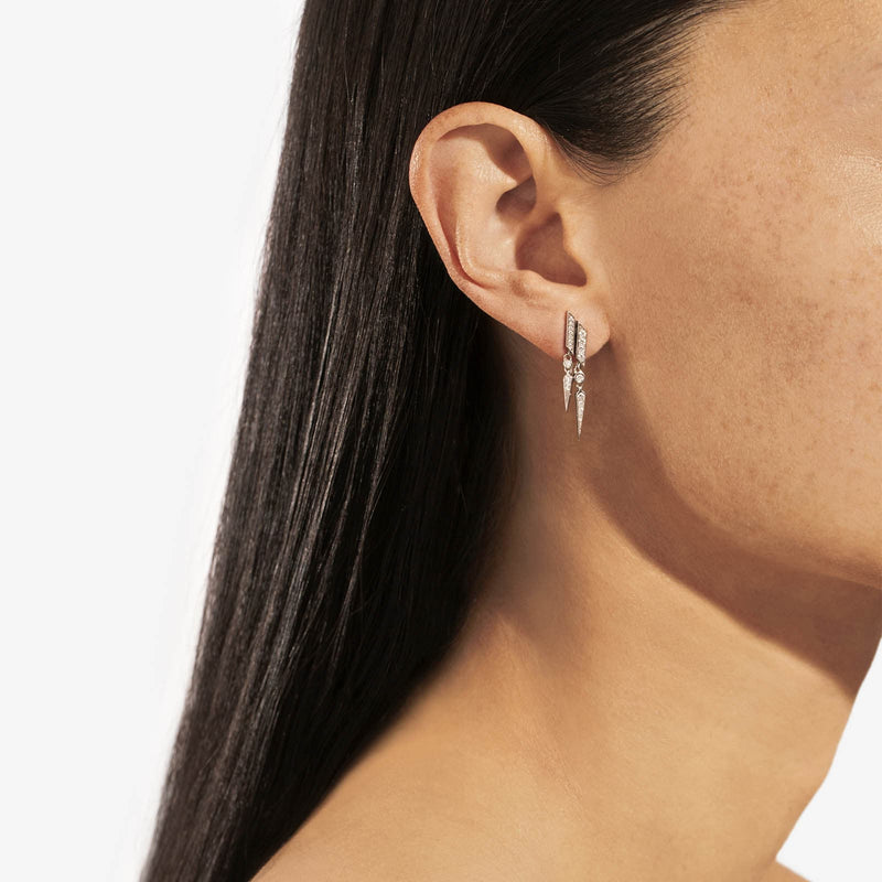 Anyway double drop Earring - Silver & Diamonds - Image 2