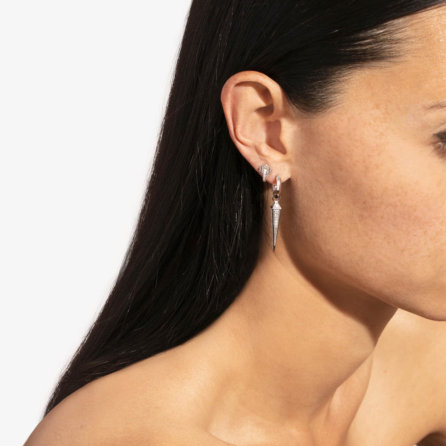 Anyway Hoop Earring - Silver & Diamonds