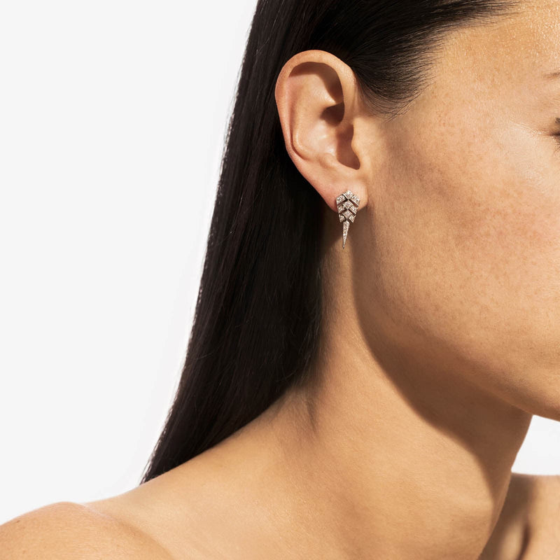 Stairway S Earring - Silver & Diamonds - Image 2