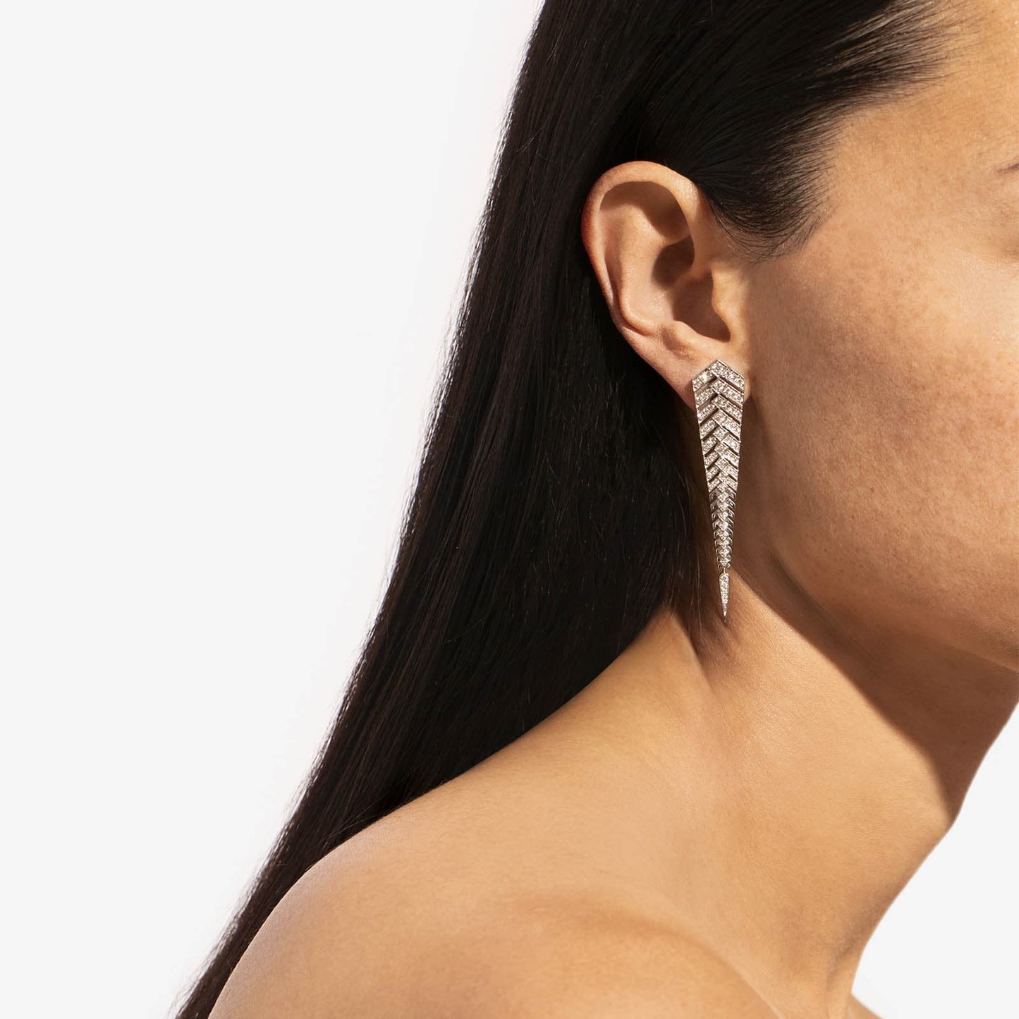 Boucle d'oreille Stairway XL - Argent & Diamants