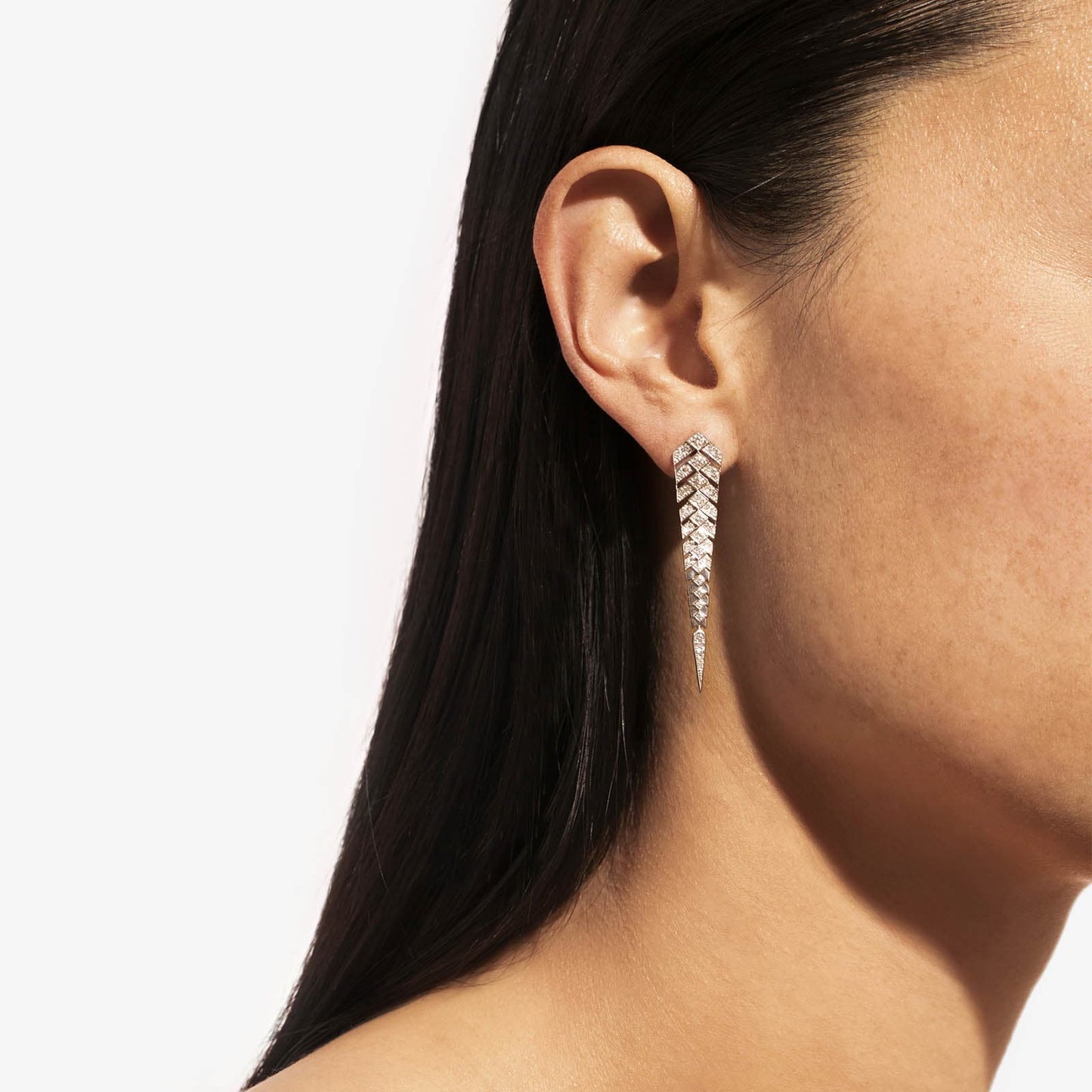Boucle d'oreille Stairway M - Argent & Diamants