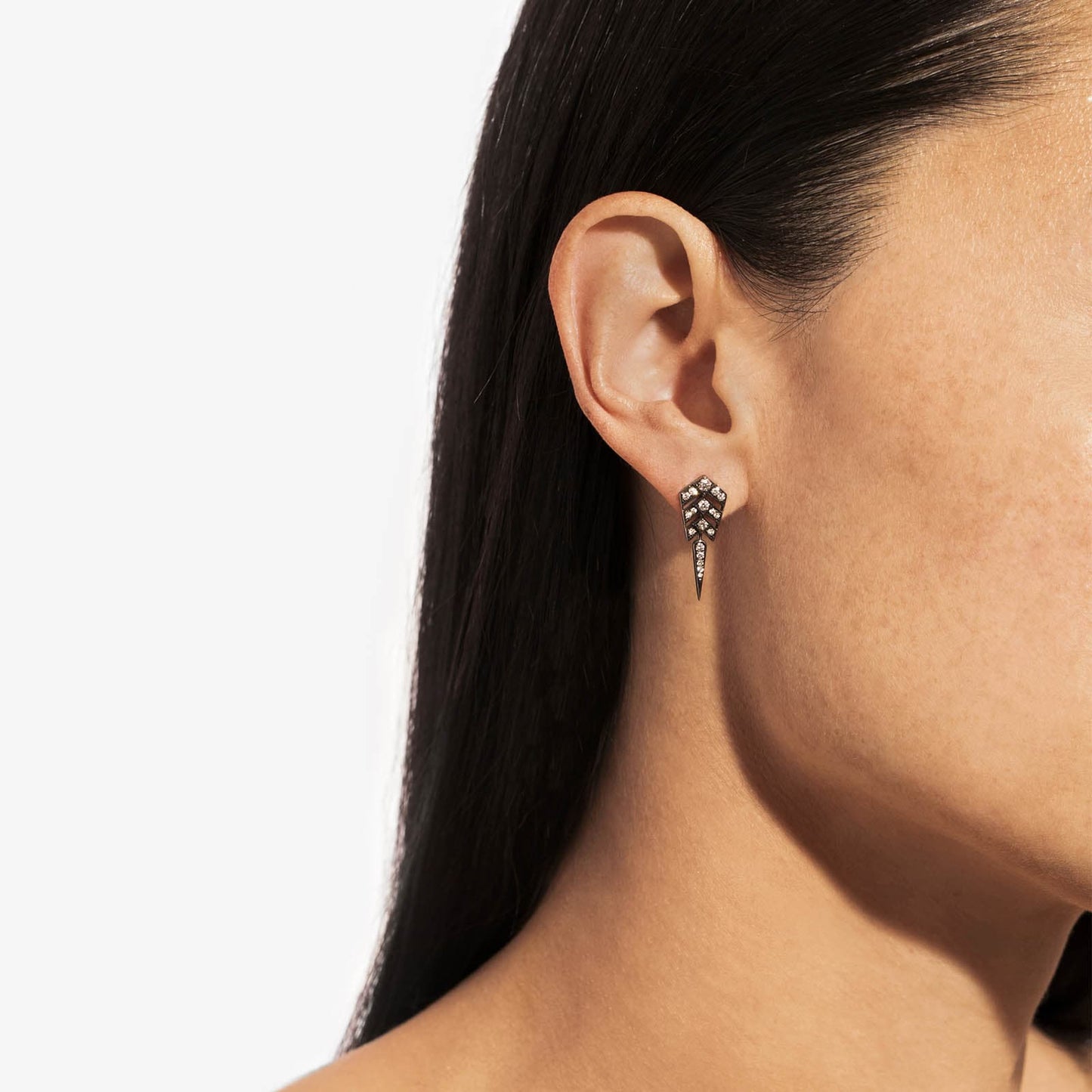 Boucle d'oreille Stairway S - Argent Noir & Diamants