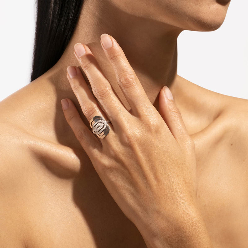 Petite My Way Ring Half Paved - Silver & Diamonds - Image 2