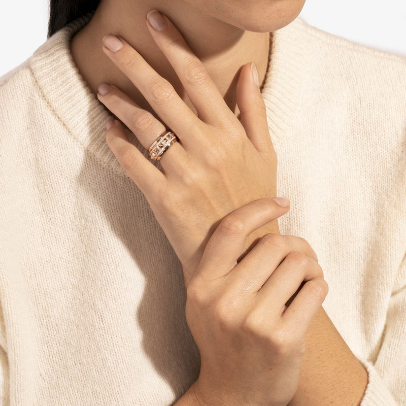 Bague Rockaway Spinner Semi Pavée - Or Rose & Diamants - Image 3