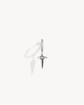 Rockaway Mini Cross Hoop Earring - Silver & Diamonds