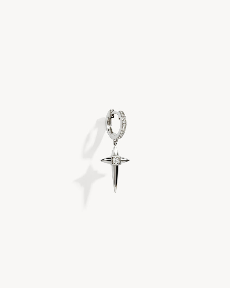 Créole Rockaway Mini Croix - Argent & Diamants - Image 3