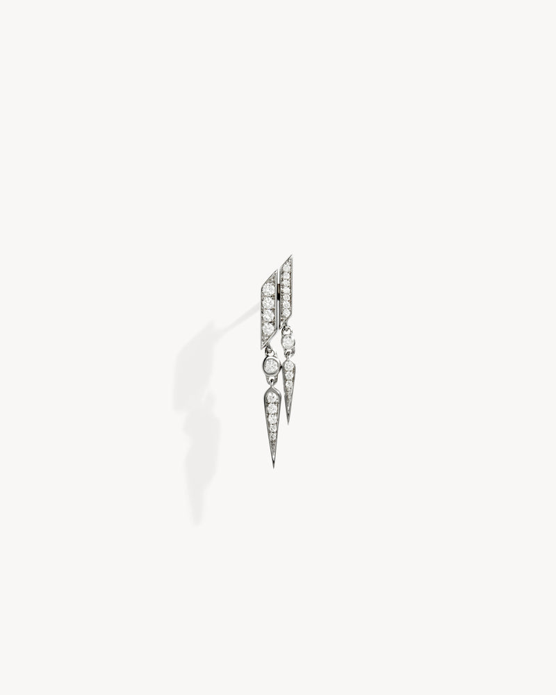 Boucle d'oreille Anyway double goutte - Argent & Diamants - Image 1
