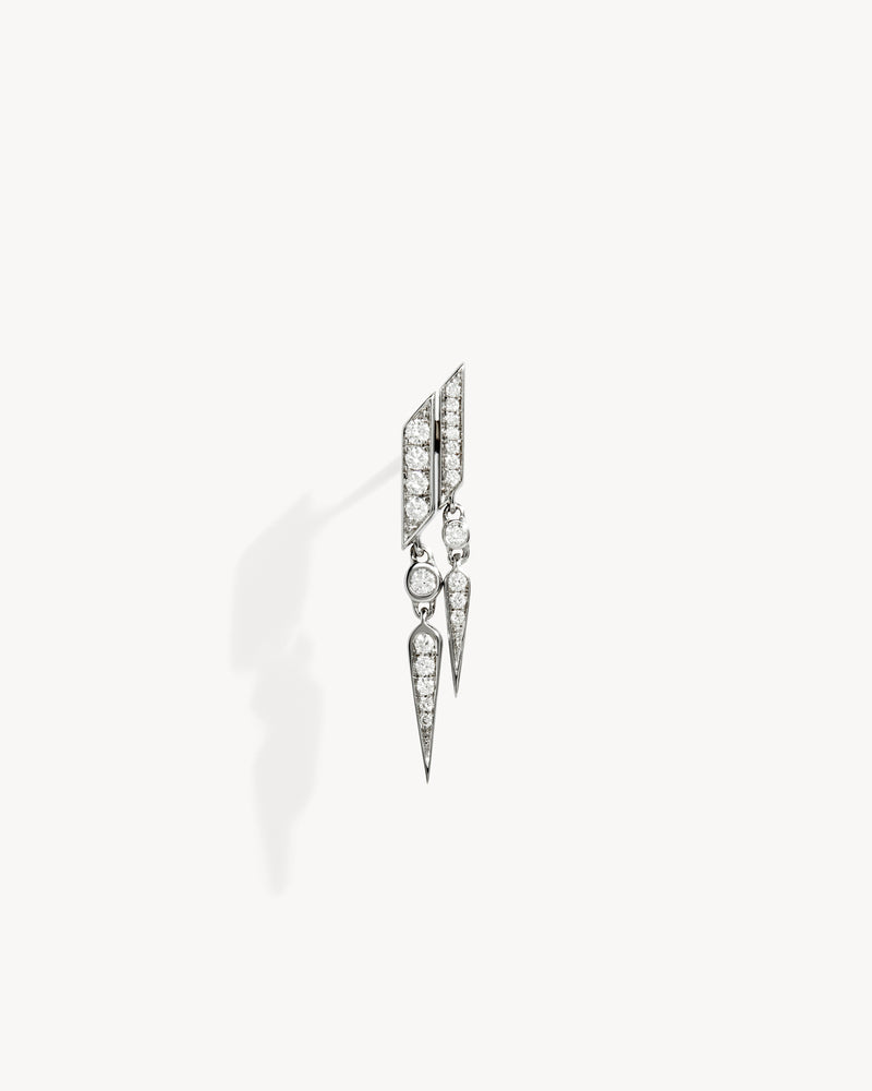 Anyway double drop Earring - Silver & Diamonds - Image 1