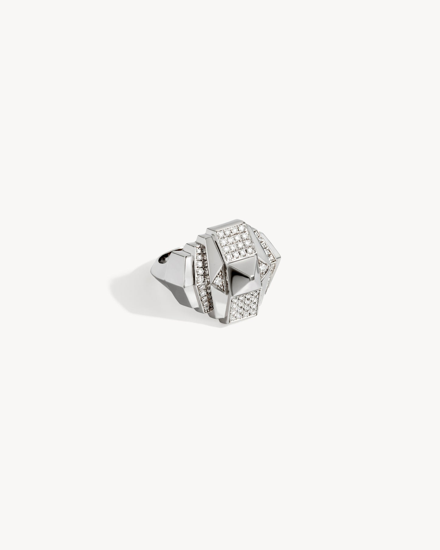 Bague Rockaway Pyramide Semi Pavée - Argent & Diamants
