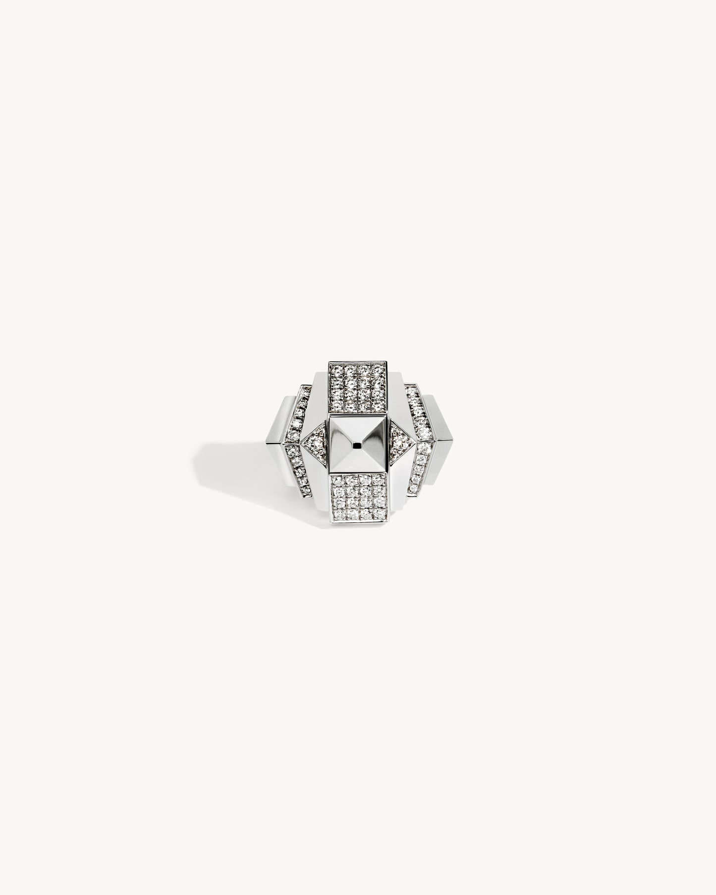 Bague Rockaway Pyramide Semi Pavée - Argent & Diamants