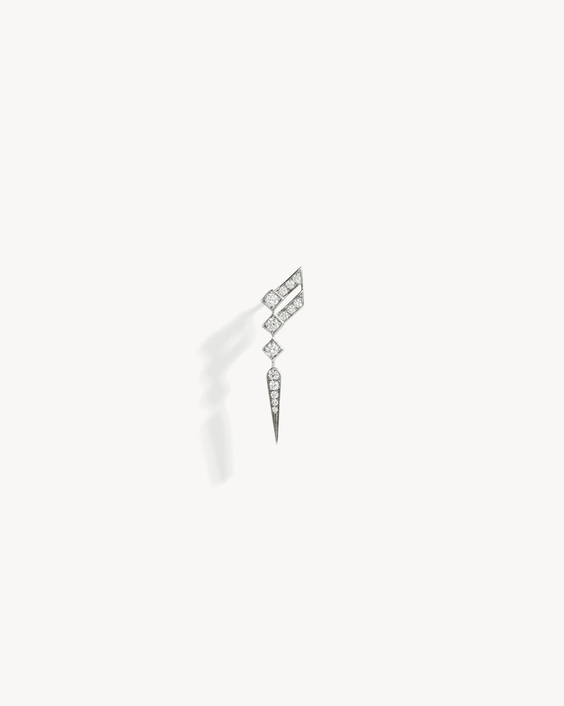 Boucle d'oreille Stairway Wings - Argent & Diamants - Image 1