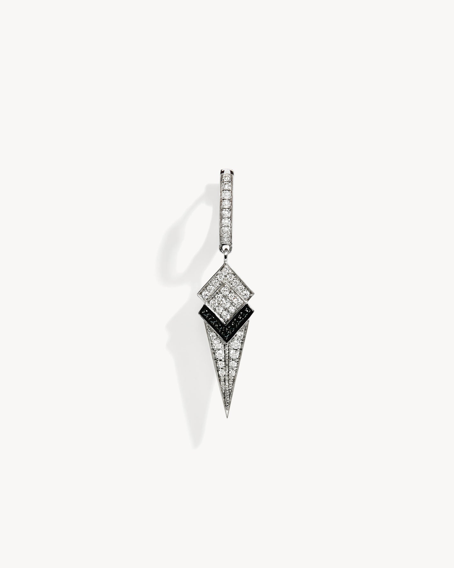 Stairway Gradiant Cone Hoop Earring - Silver & Diamonds