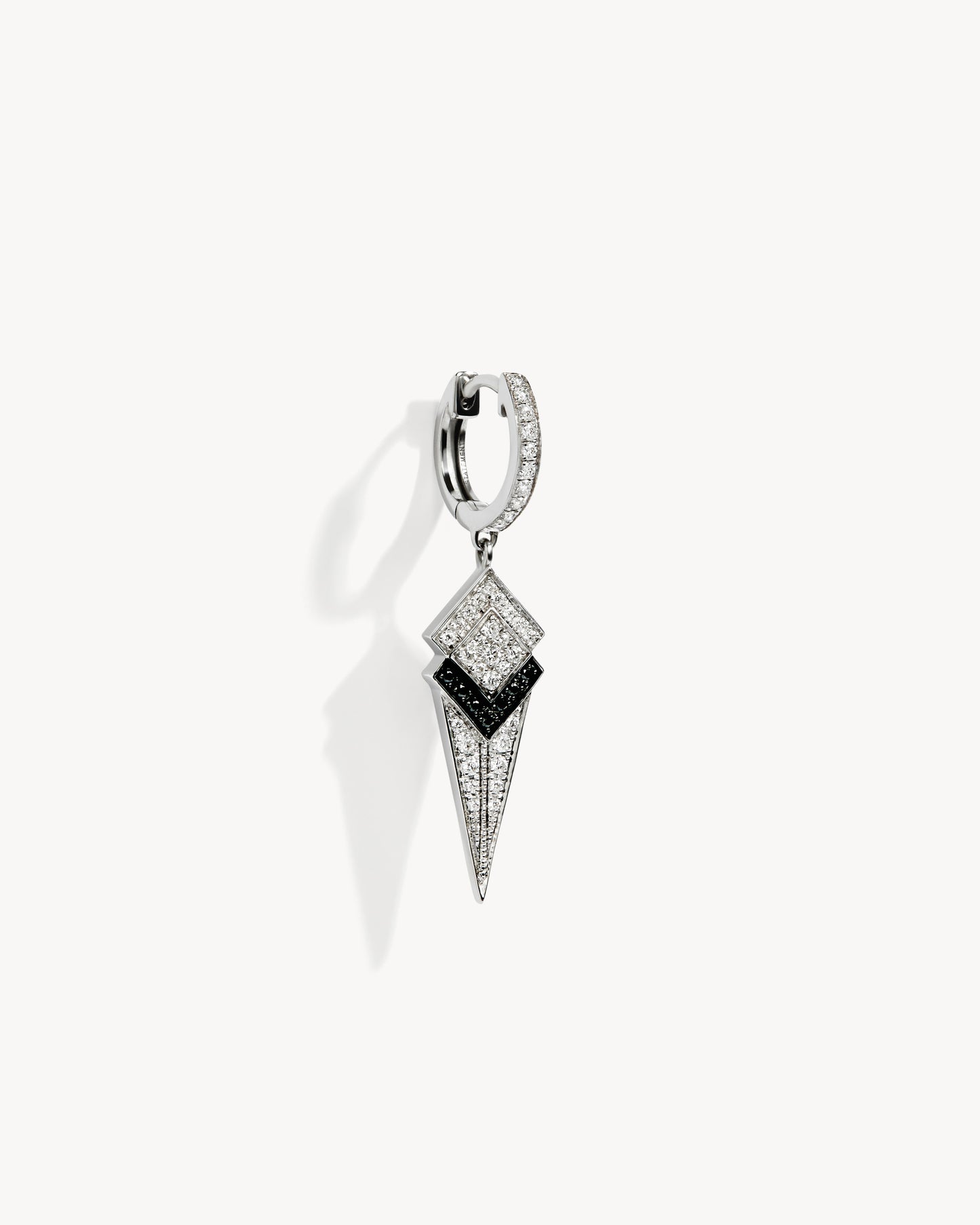 Stairway Gradiant Cone Hoop Earring - Silver & Diamonds