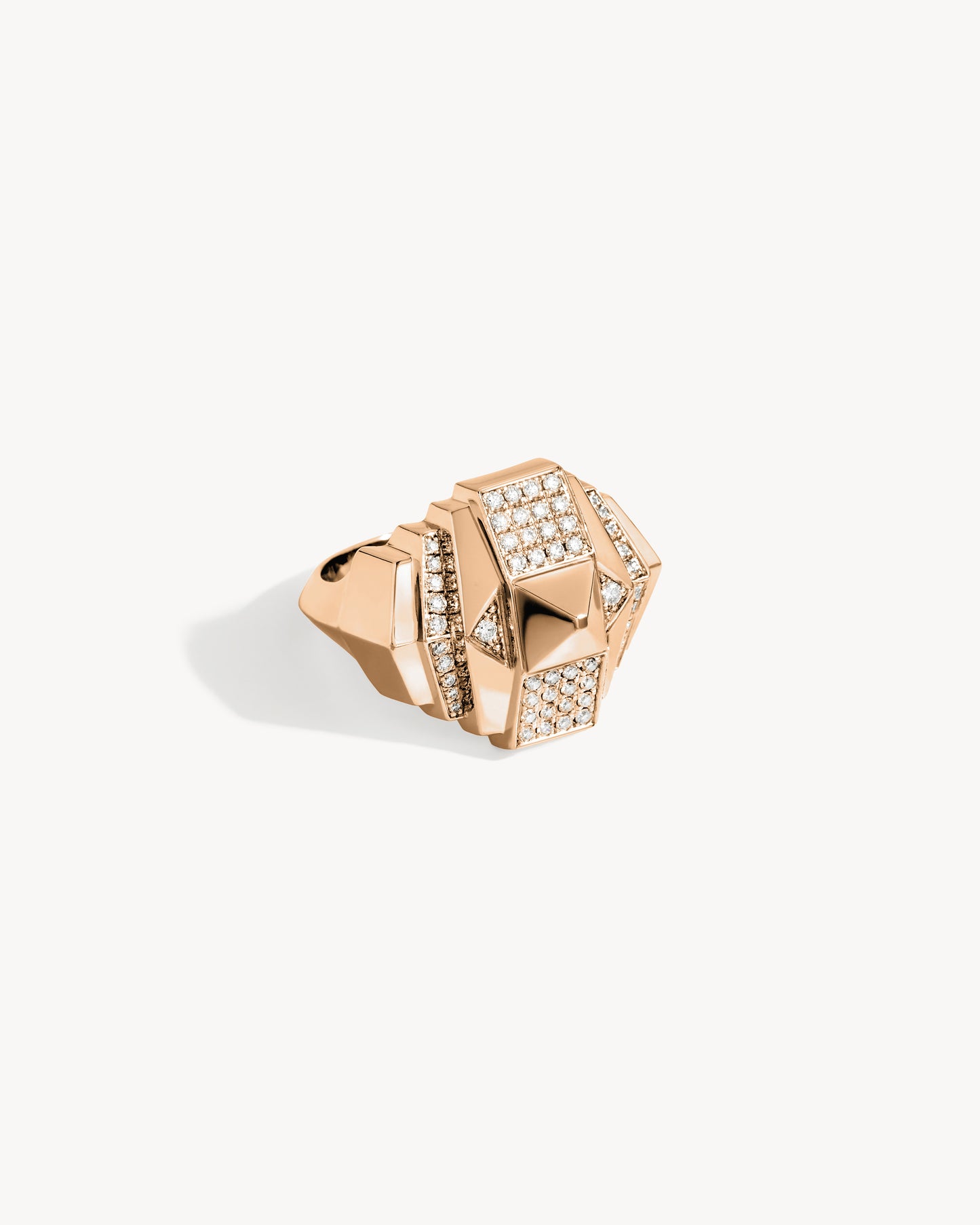 Bague Rockaway Pyramide Semi Pavée - Or Rose & Diamants
