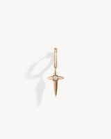 Rockaway Mini Cross Hoop Earring - Pink Gold & Diamonds