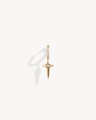 Rockaway Mini Cross Hoop Earring - Pink Gold & Diamonds