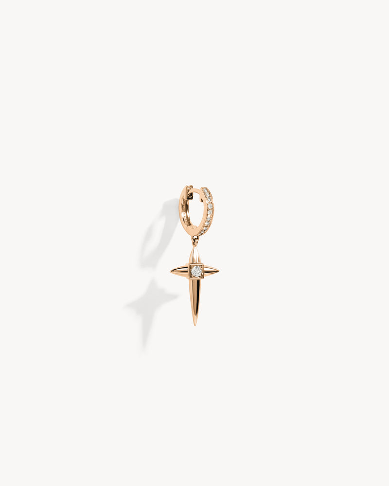 Créole Rockaway Mini Croix - Or Rose & Diamants - Image 2