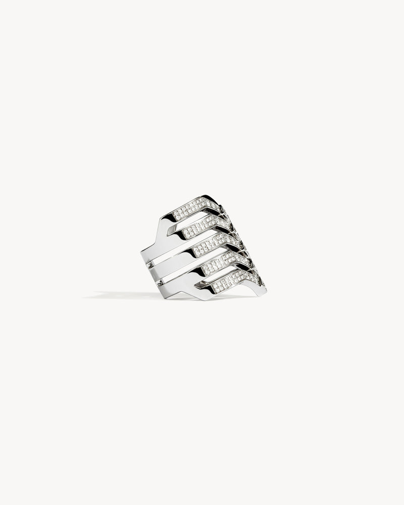 Stairway 5 Rows Ring - Silver & Diamonds - Image 4