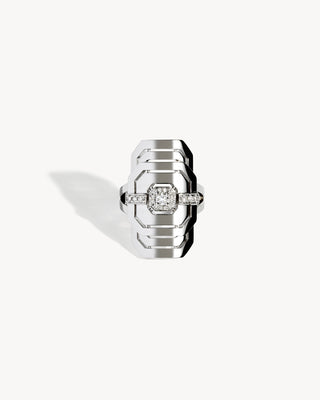 My Way Ring Half Paved - Silver & Diamonds