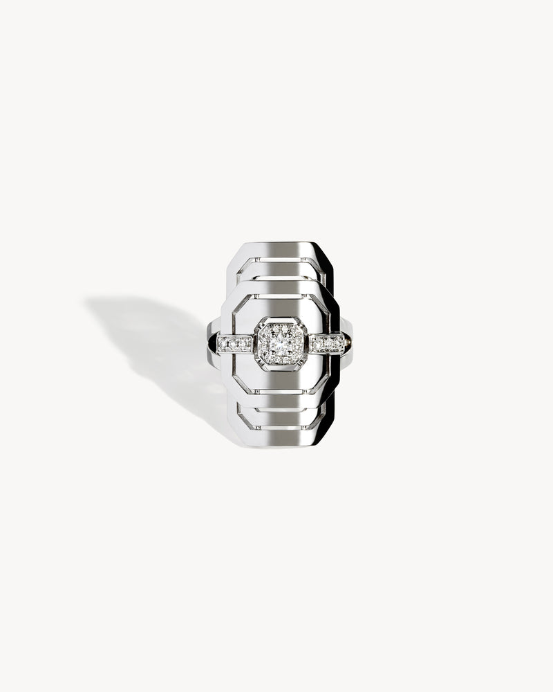 My Way Ring Half Paved - Silver & Diamonds - Image 1