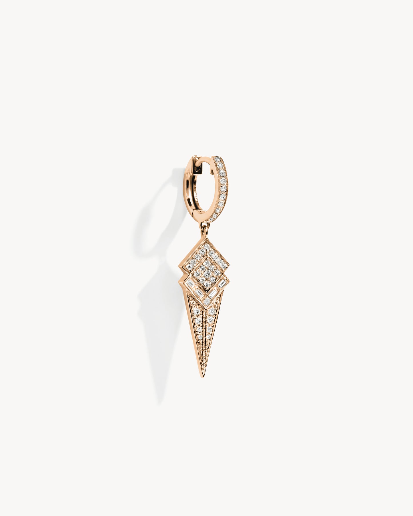 Stairway Cone Hoop Earring - Pink Gold & Diamonds
