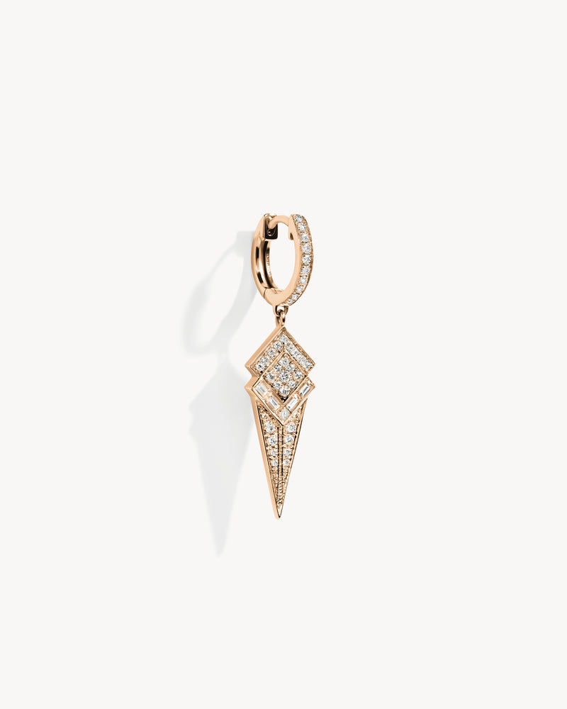 Stairway Cone Hoop Earring - Pink Gold & Diamonds - Image 3