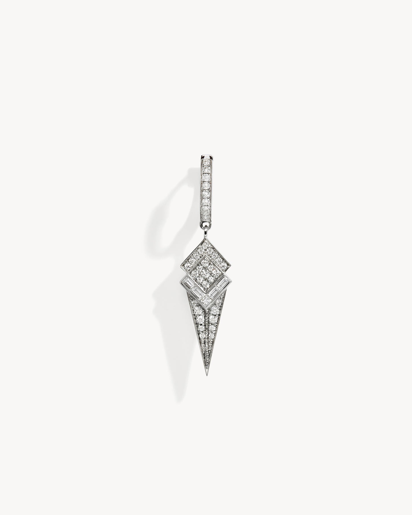 Stairway Cone Hoop Earring - Silver & Diamonds