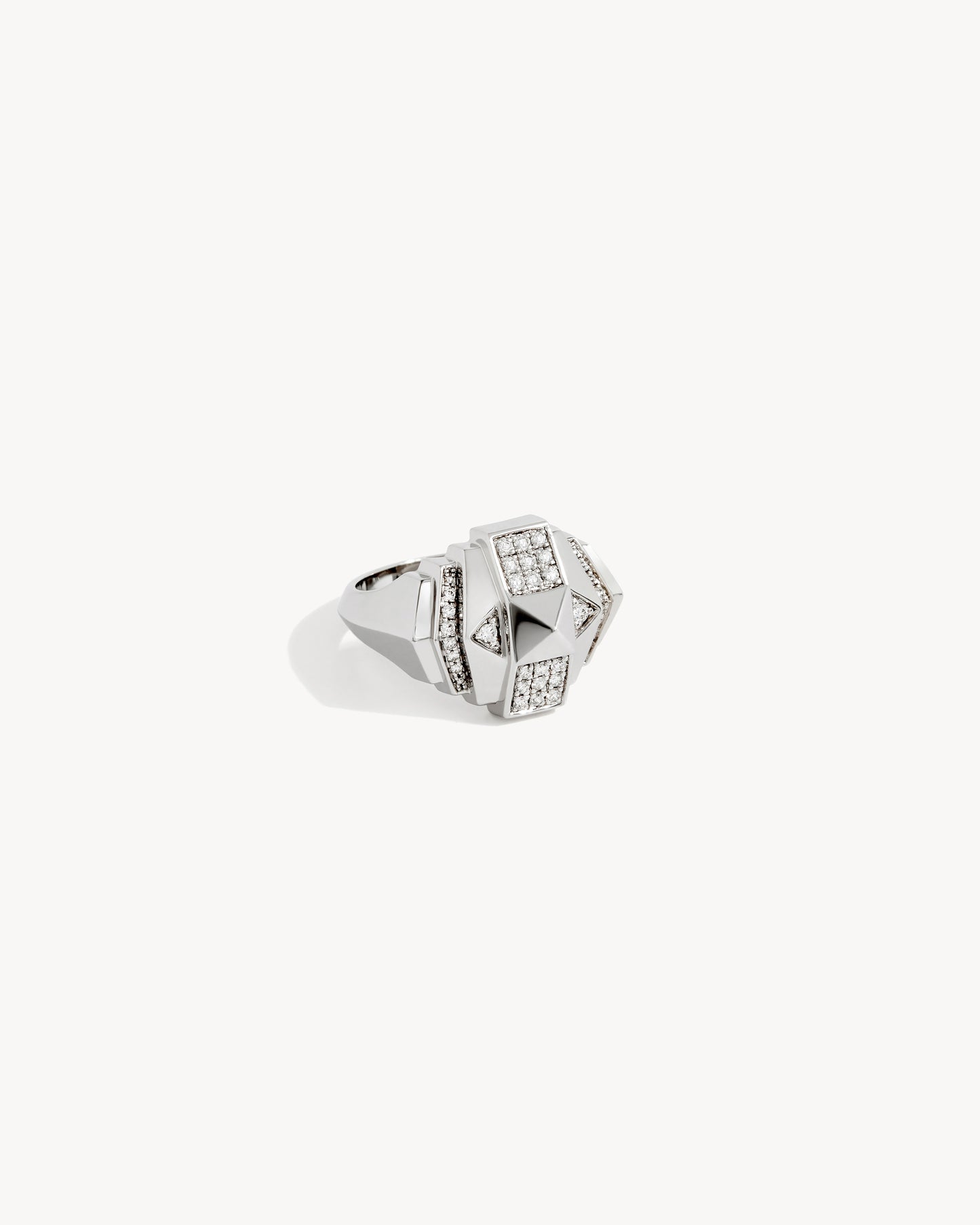 Bague Rockaway Mini Pyramide Semi Pavée - Argent & Diamants