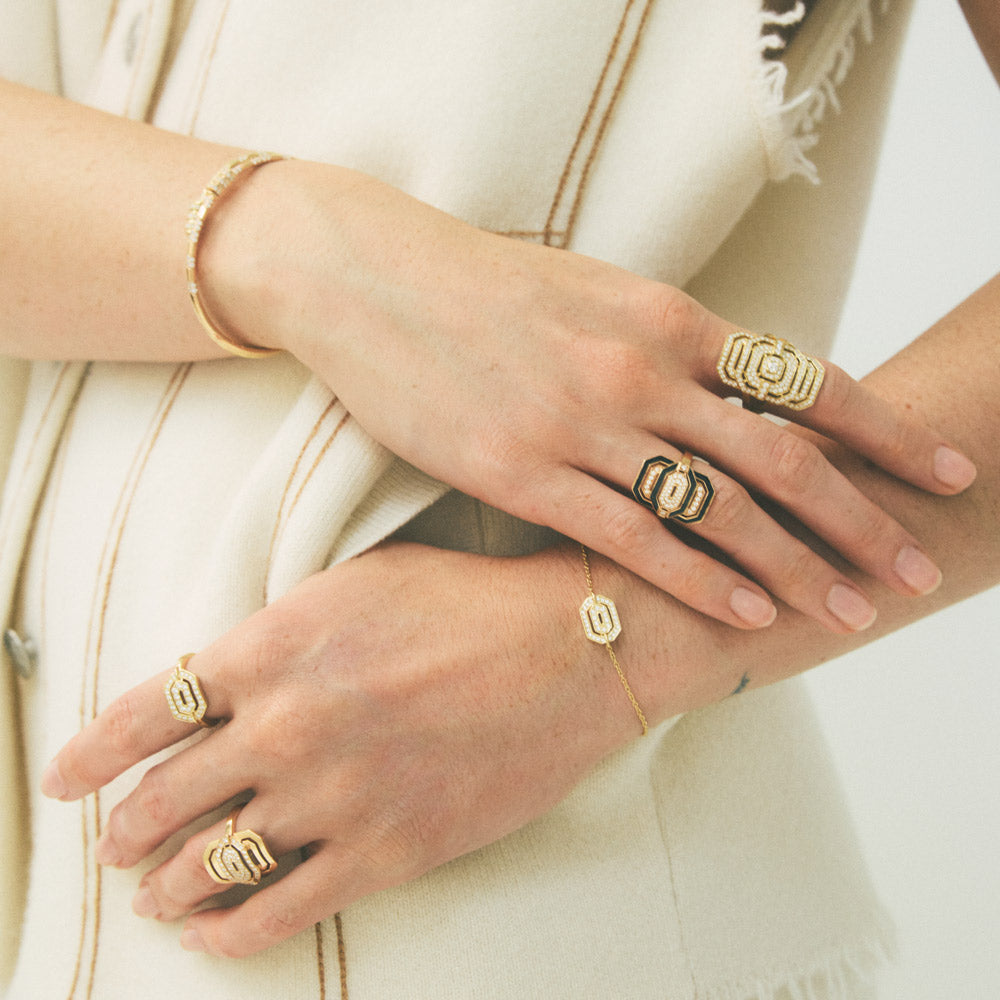 Bague Petite My Way - Or Jaune, Émail & Diamants