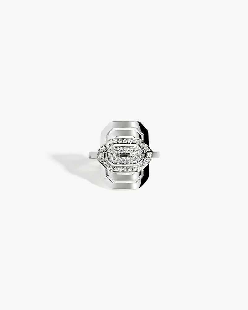 Petite My Way Ring Half Paved - Silver & Diamonds - Image 1