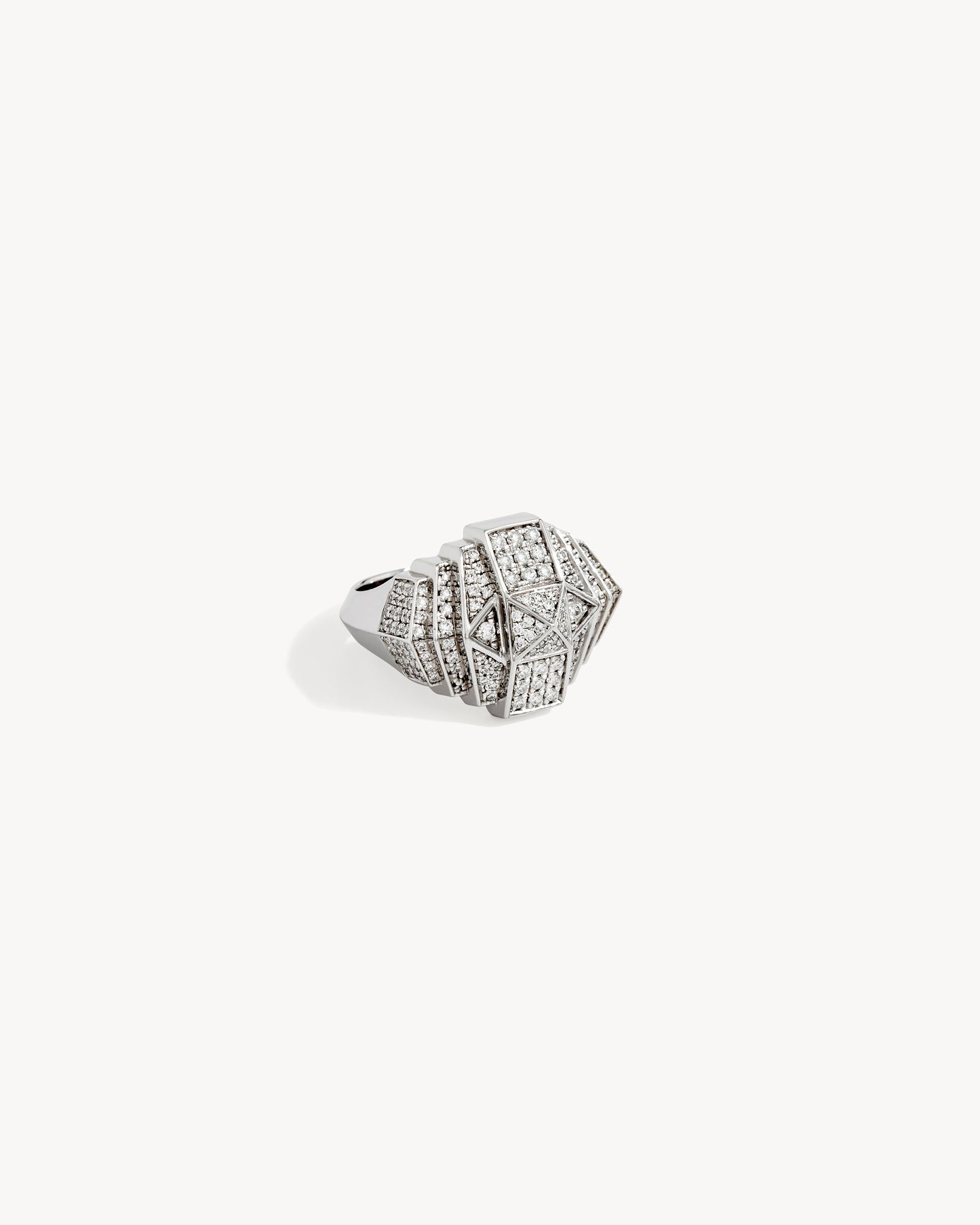 Bague Rockaway Mini Pyramide - Argent & Diamants