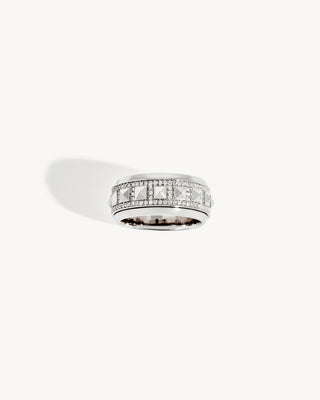 Bague Rockaway Spinner Semi Pavée - Argent & Diamants