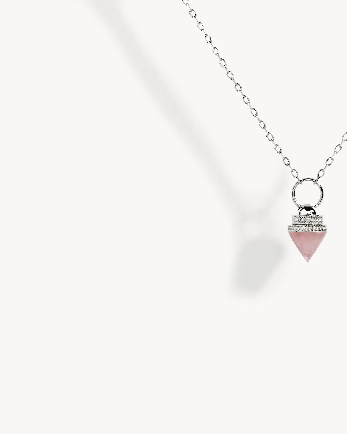 Collier Lifeway Pendule - Argent, Quartz Rose & Diamants