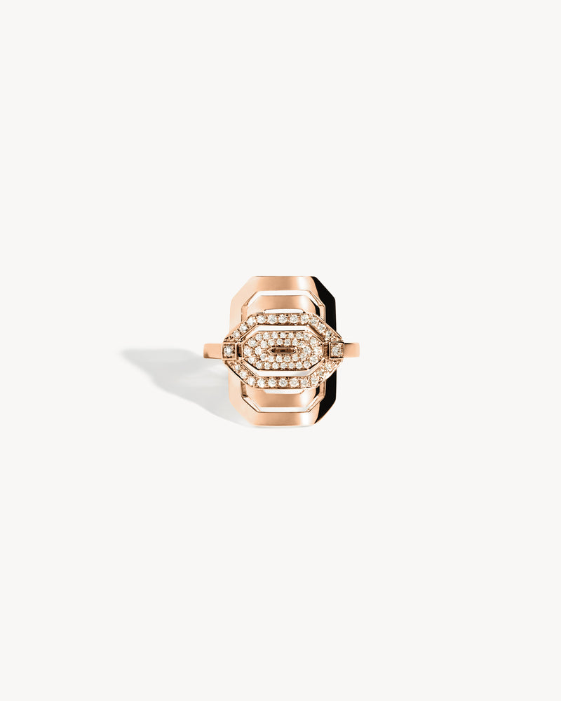 Petite My Way Ring Half Paved - Pink Gold & Diamonds - Image 1