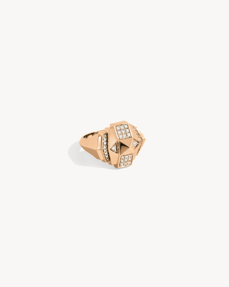 Bague Rockaway Mini Pyramide Semi Pavée - Or Rose & Diamants - Image 3