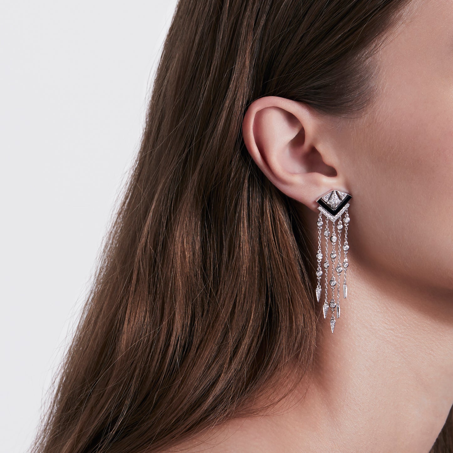 Boucle d'oreille Skyway - Argent, Émail & Diamants