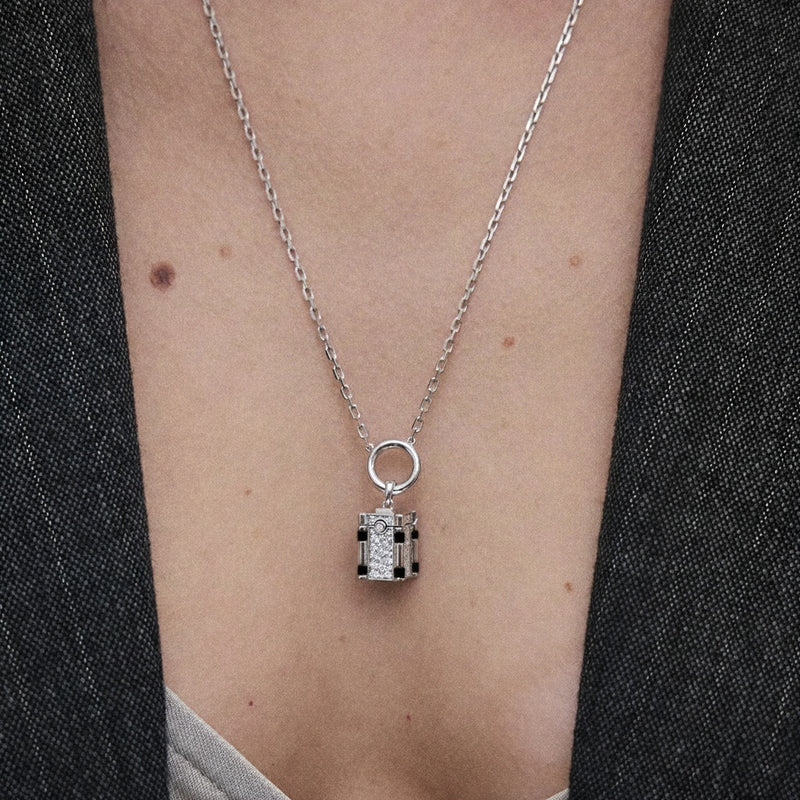 Collier Wish Box Hope - Argent, Agate noire & Diamants - Image 2