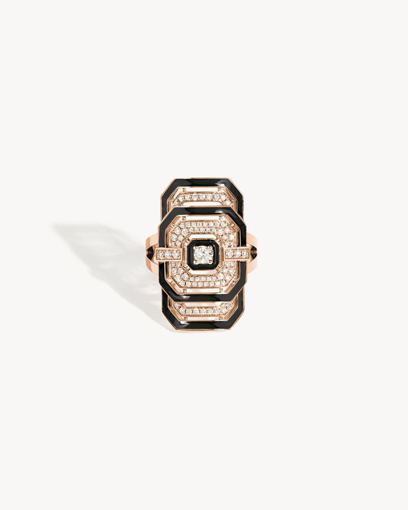 My Way Ring - Pink Gold, Enamel & Diamonds - Image 1